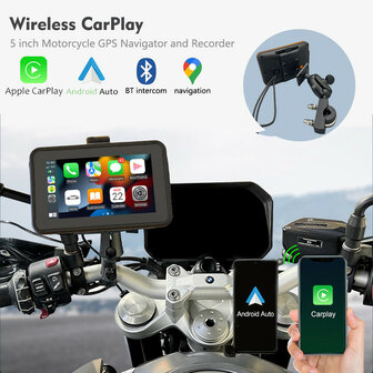  5 inch Motor GPS Navigatie met Apple CarPlay en Android auto met dashcam